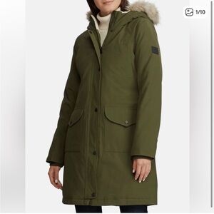 Ralph Lauren Women's Green Parka with Fur Trim